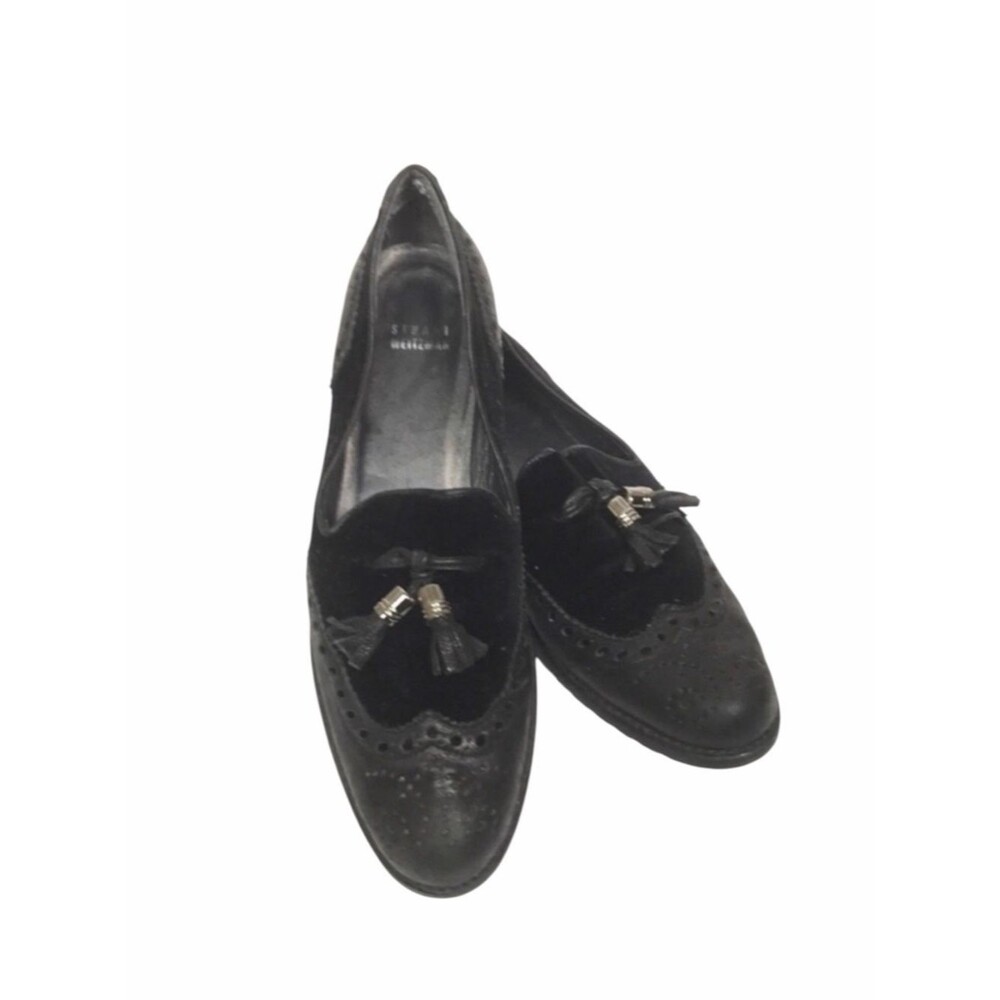 Stuart Weitzman Leather Suede Tasseled Loafers Size 9.5